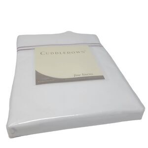 Cuddledown Solid 400 TC Sateen Sheet White Mauve Flat Full Size New $89